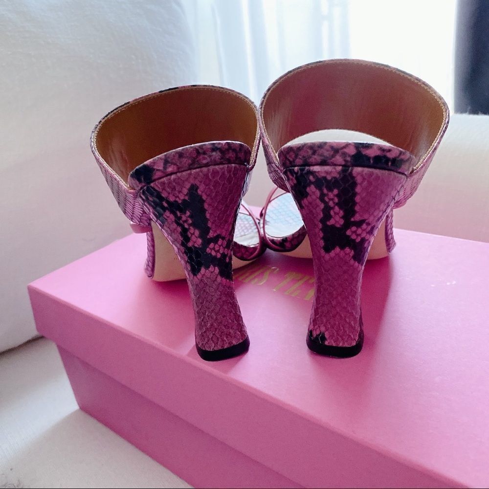 Paris Texas Python Print Crossover Thong Sandals … - image 5